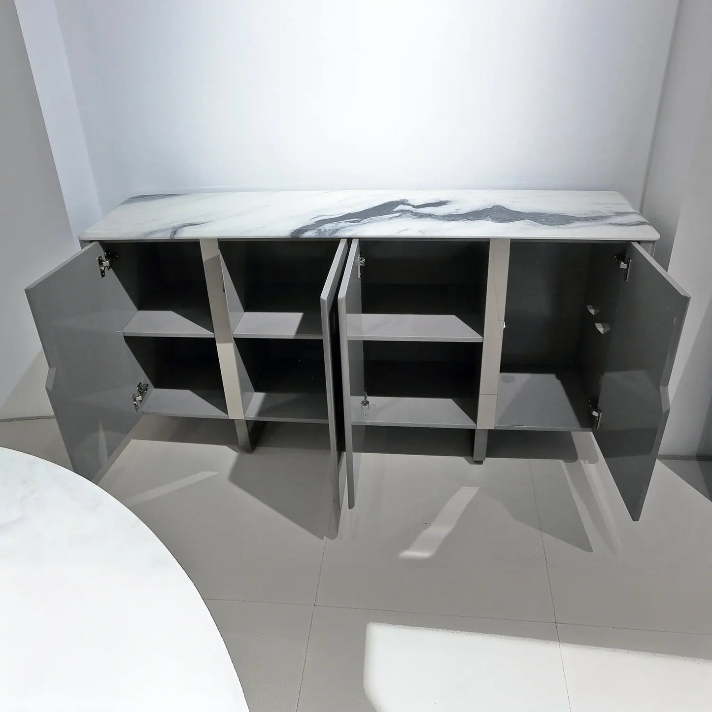 Modern Sideboard Cabinet with Microcrystalline Top and Light Khaki Glossy Finish CBG2405 Marsiling Furniture