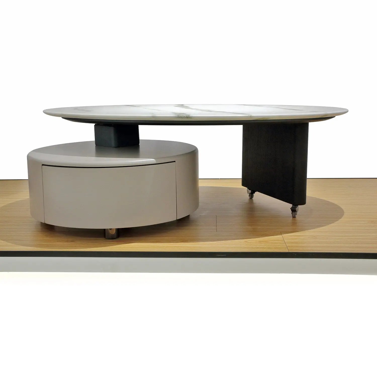 Luxury Natural Marble Round Coffee Table with Unique Drawer Leg 2505 Marsiling Furniture