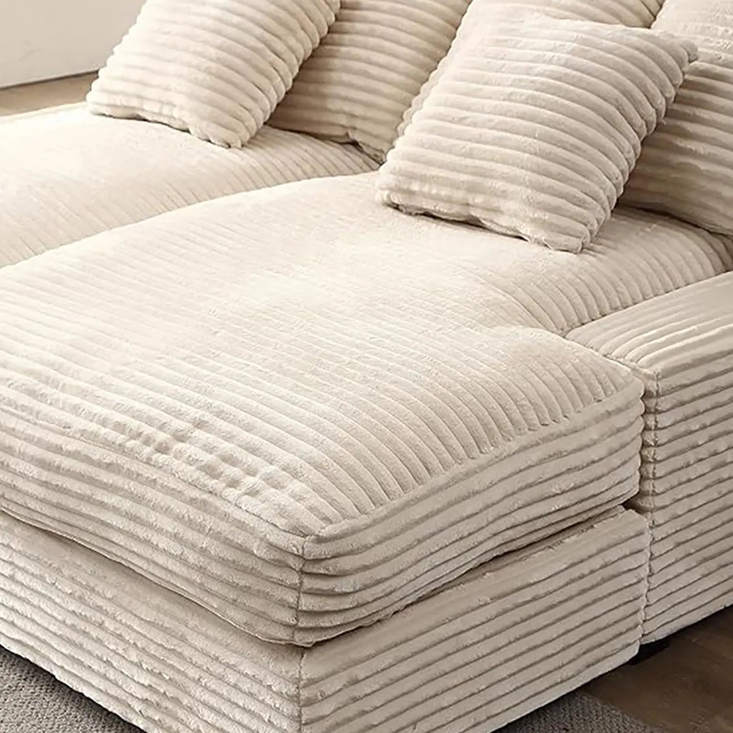 Lazy Corduroy Down Cloud Sleeper Sofa Bed - Frurry Surface Huge Plush Chair Bed for Villa Living Room YS028 Marsiling