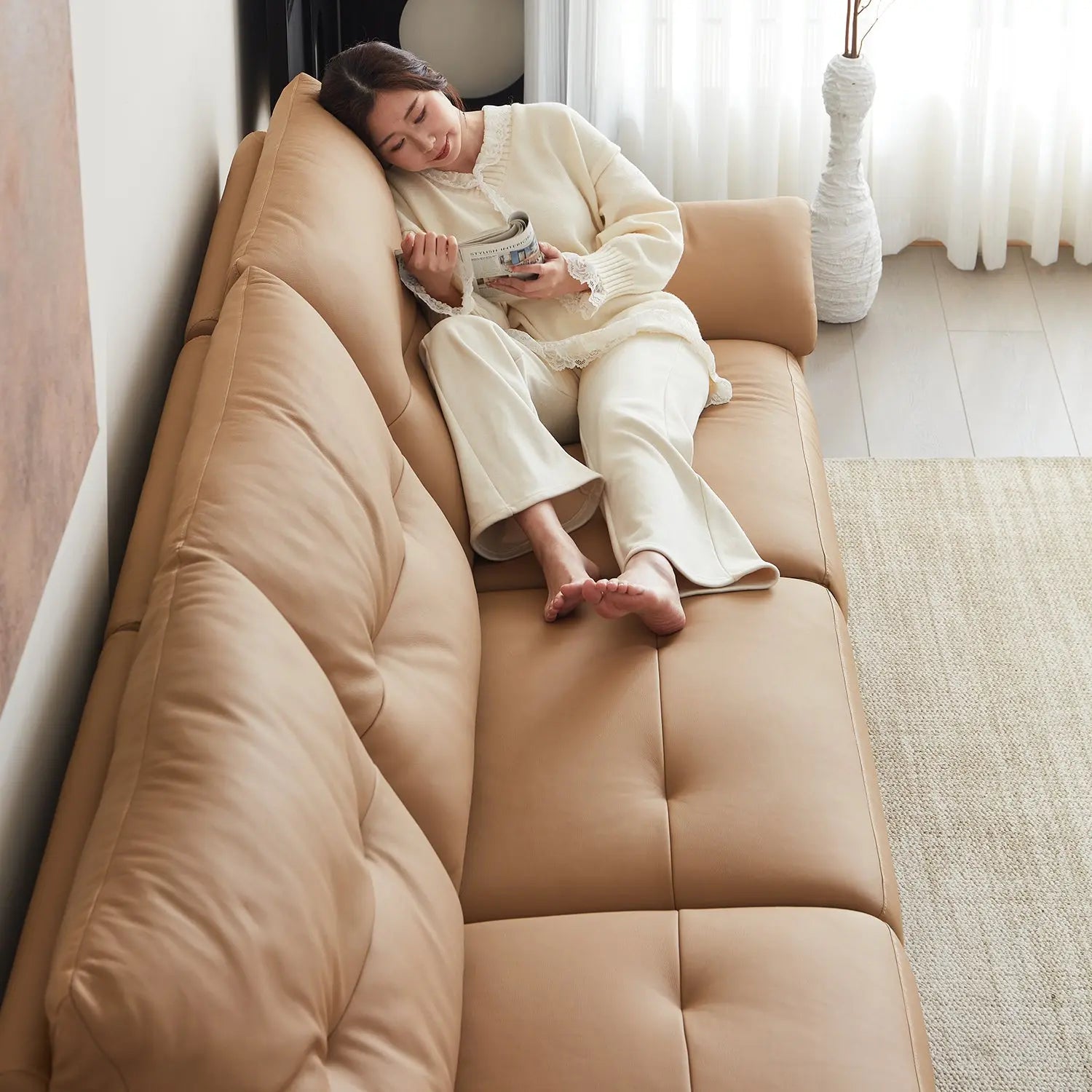 Wholesale Brown Three Seater Luxury Leather Lounge Sofa Set Living Room Furniture Marsiling