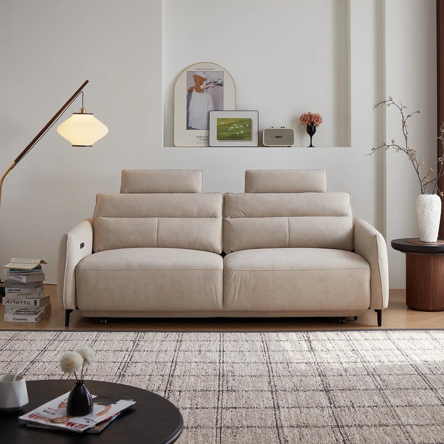 Modern Foldable Sofa Bed 3-Seater Electric Reclining Extendable Sofa Set for Small Living Rooms Marsiling