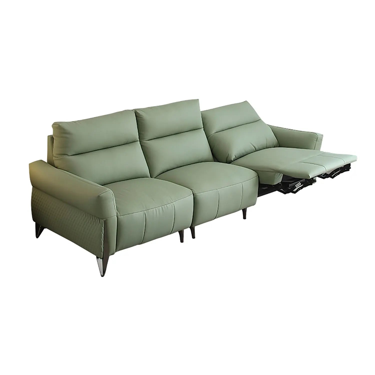 Green Leather Power Electric Recliner Couch 1+3 Modular Sofa Set Multi-Functional Wall Row Adjustable Sofa Marsiling Furniture