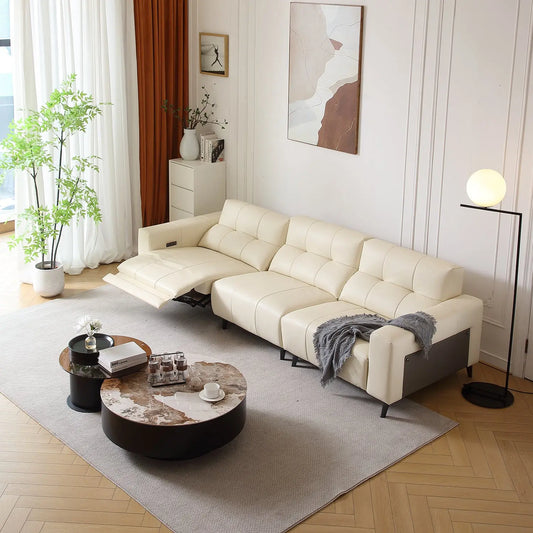 Reclining Living Room Function Sofa European Design L Shape Leisure Electric USB Sofa Marsiling