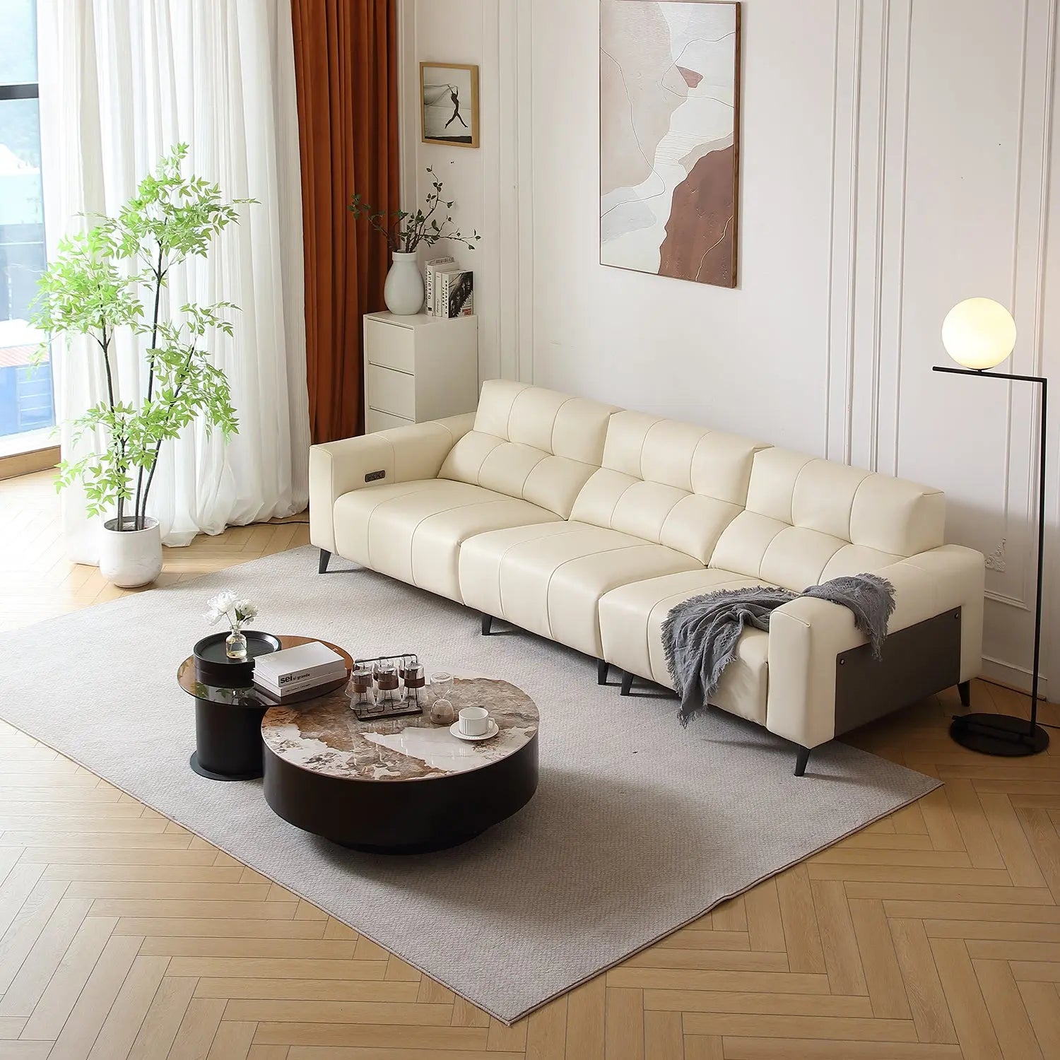 Reclining Living Room Function Sofa European Design L Shape Leisure Electric USB Sofa Marsiling
