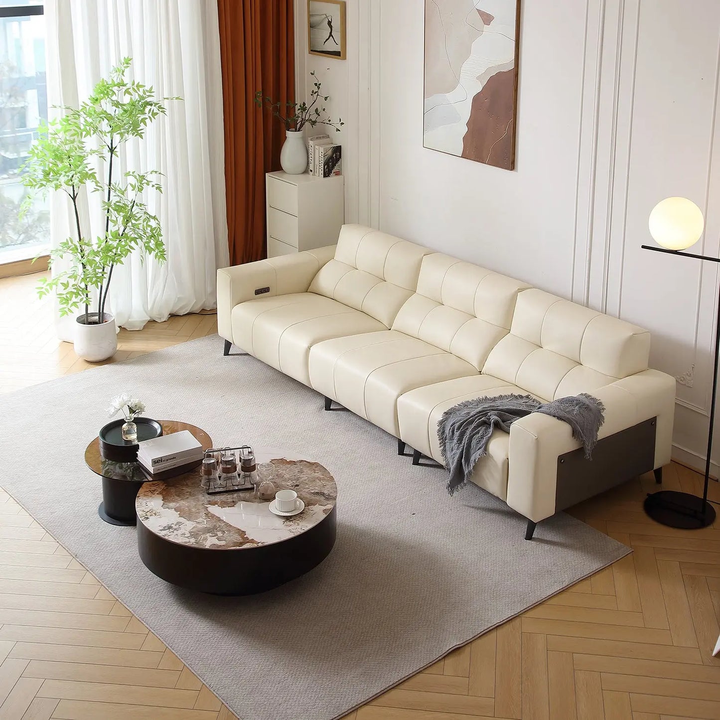 Reclining Living Room Function Sofa European Design L Shape Leisure Electric USB Sofa Marsiling
