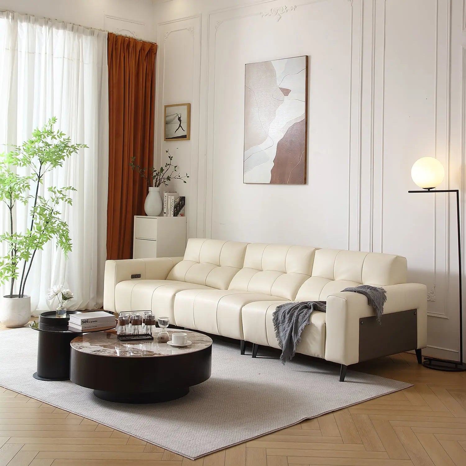 Reclining Living Room Function Sofa European Design L Shape Leisure Electric USB Sofa Marsiling