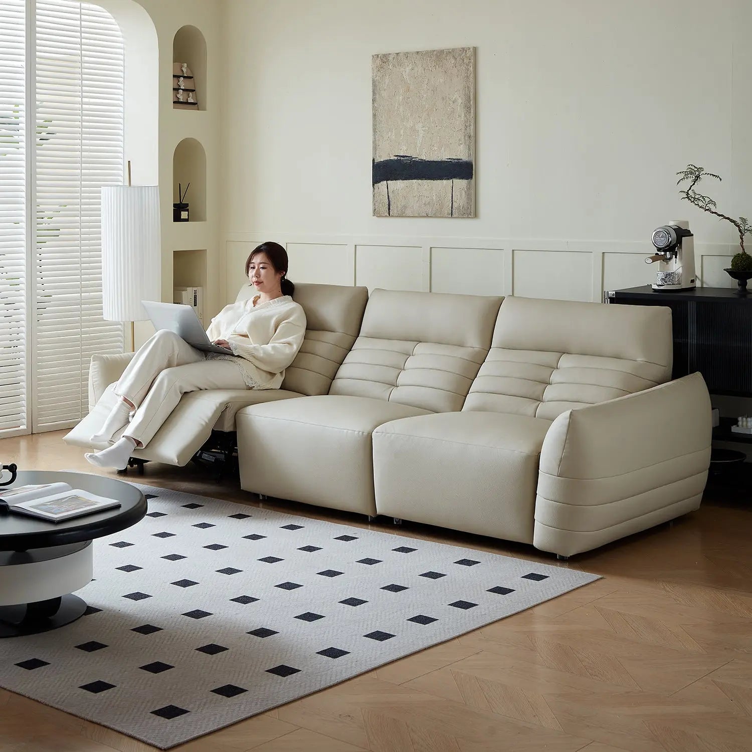 Multifunctional Recliner Adjustable Sofa Set Modern Leather Sofas Living Room Furniture Marsiling