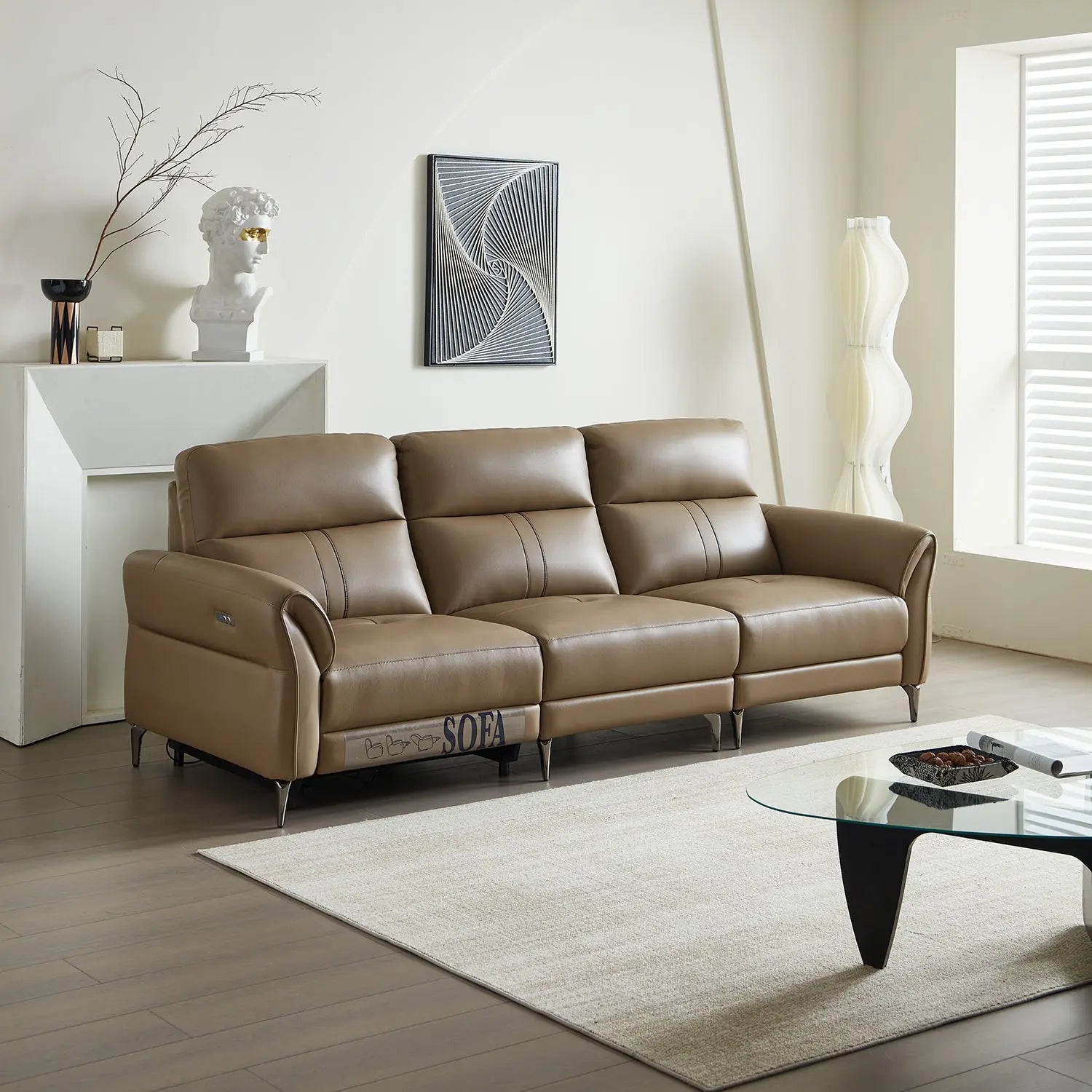 European Genuine Leather Telescopic Intelligence Sectional Living Room Furniture Set Recliner Sofas Marsiling