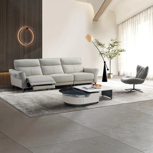 Modern Ecological Genuine Leather Electric Recliner Sofa with Retractable Footrest for Home and Office Marsiling Furniture