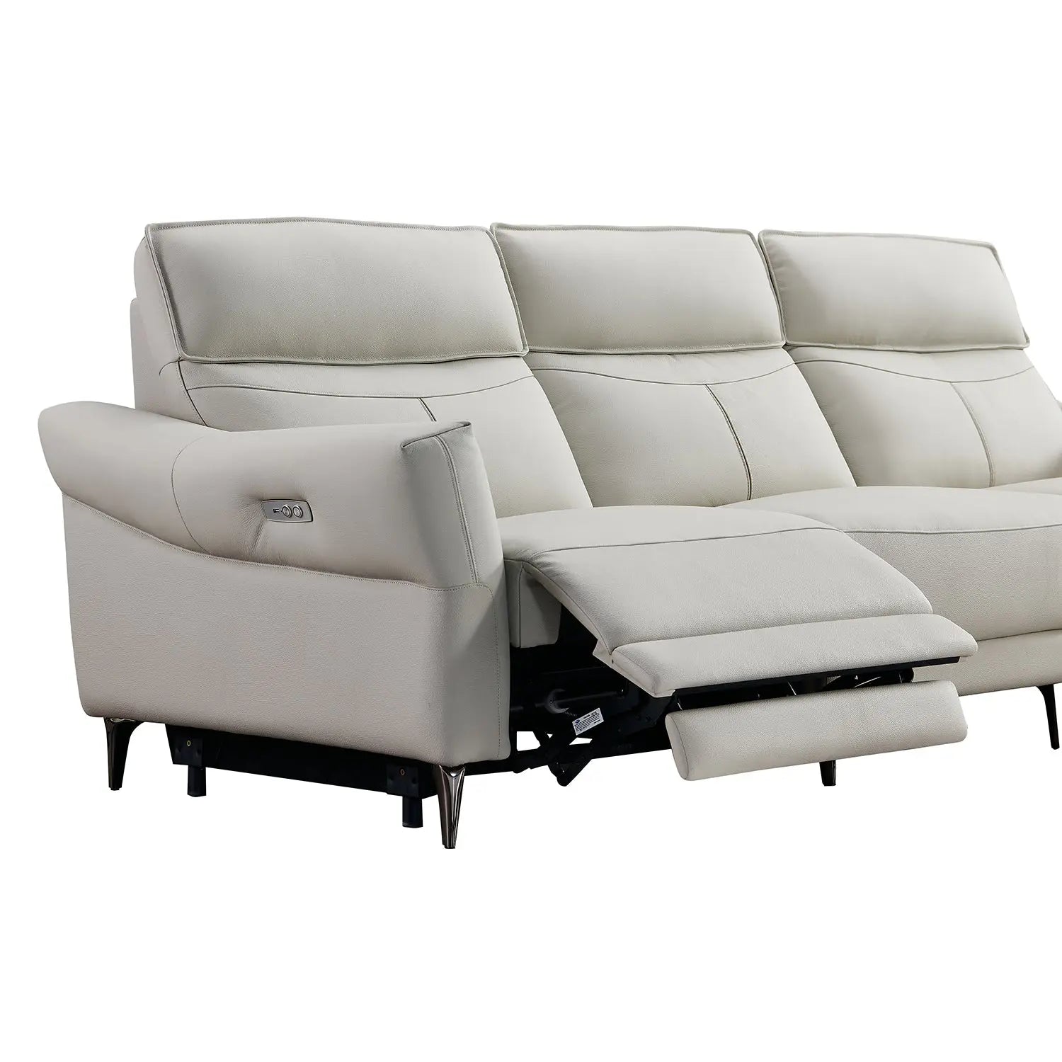 Modern Ecological Genuine Leather Electric Recliner Sofa with Retractable Footrest for Home and Office Marsiling Furniture