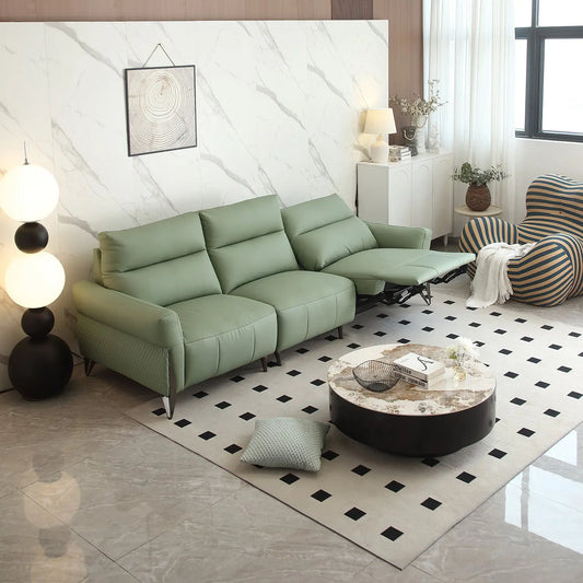 Green Leather Power Electric Recliner Couch 1+3 Modular Sofa Set Multi-Functional Wall Row Adjustable Sofa Marsiling Furniture