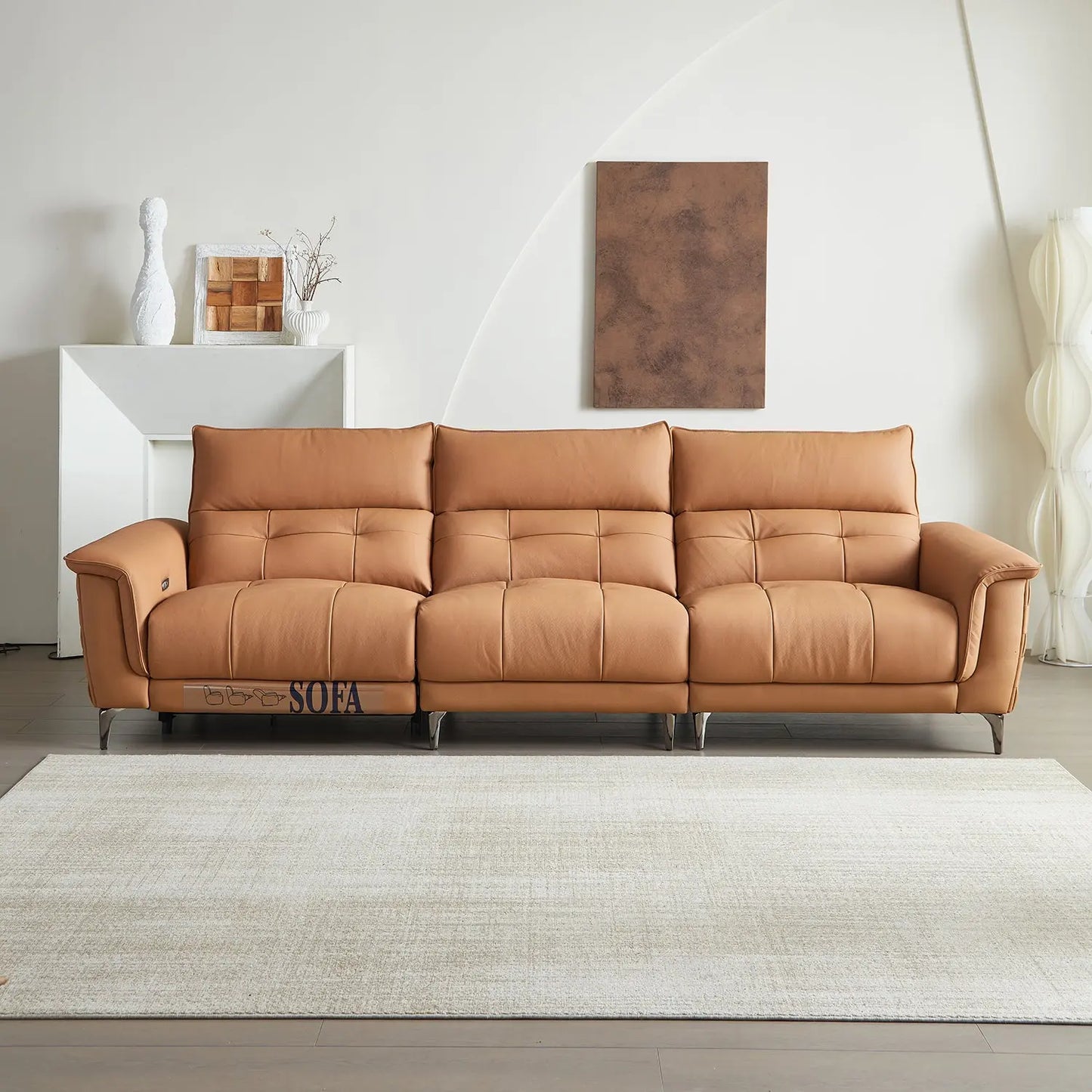Orange 3+1 Seater Home Theater Chair Living Room Set Genuine Leather Massage Foldable Powered Sofa Marsiling Furniture