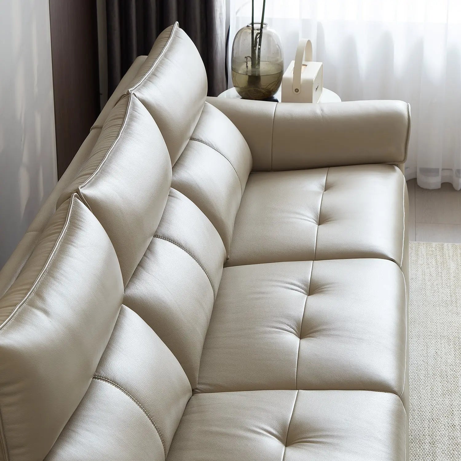 Leather Power Function Adjustable Backrest Modular Recliner Couch Sofa with USB and Type-C Charging Port Marsiling Furniture