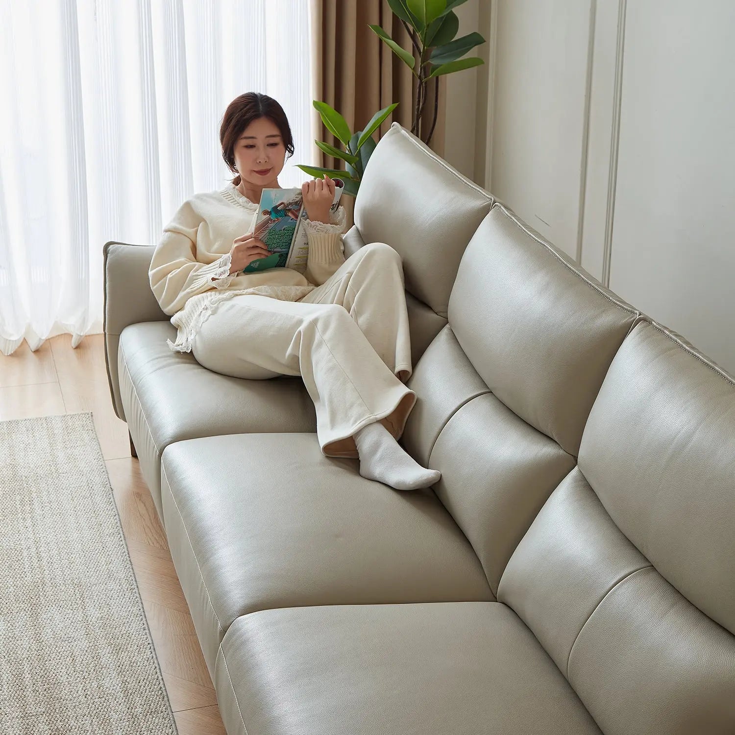 Italian Design Living Room Furniture Multifunctional Modular Home Comfort Leather Corner Sofa Marsiling Furniture