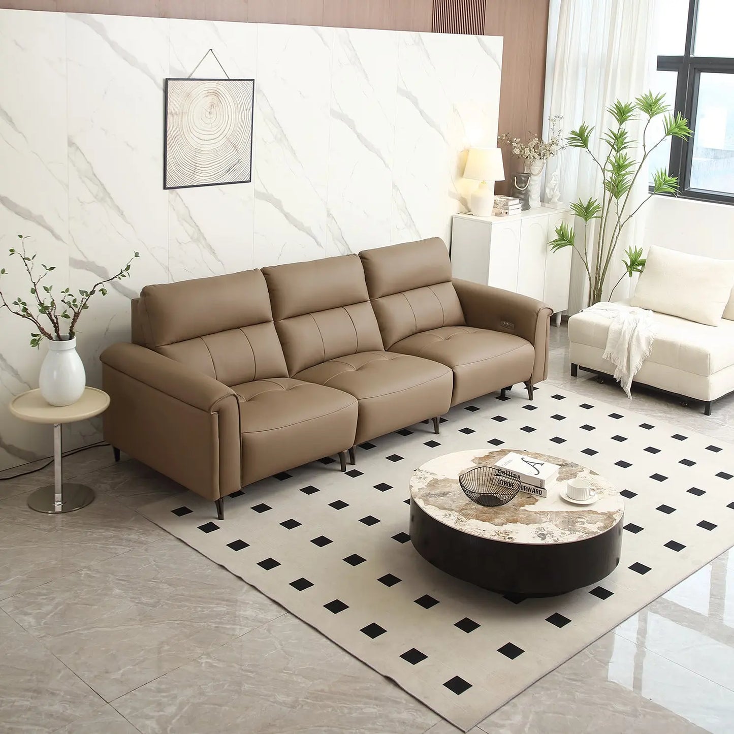 Living Room Leather Lobby Sofa Upholstered Waiting Modern Leather Couch Furniture Marsiling Furniture