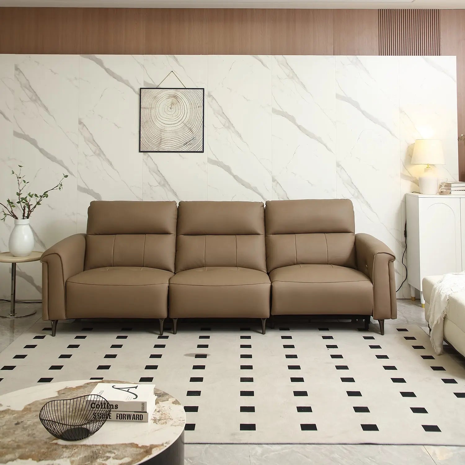Living Room Leather Lobby Sofa Upholstered Waiting Modern Leather Couch Furniture Marsiling Furniture
