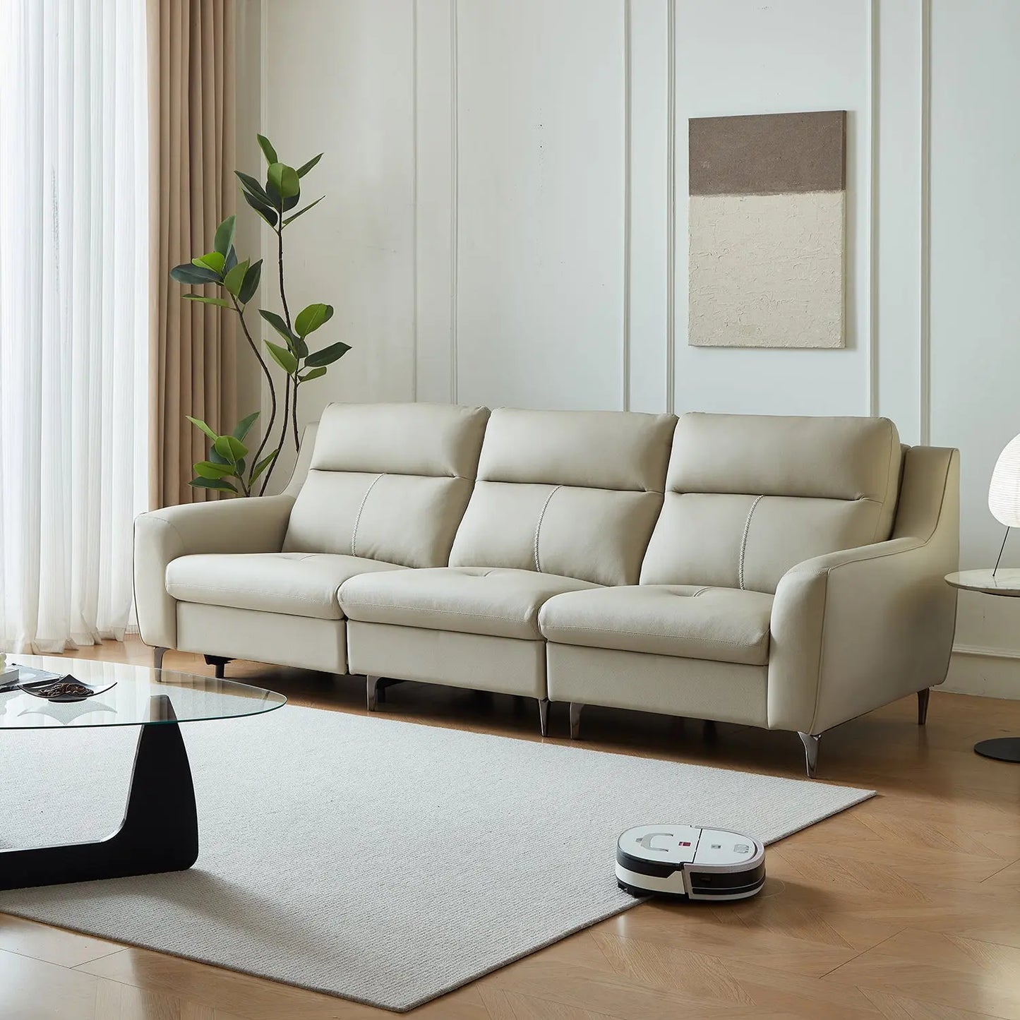 European Contemporary Living Room Sofa Furniture Ecological Genuine Leather Electric Module Functional Recliner Couch Marsiling Furniture