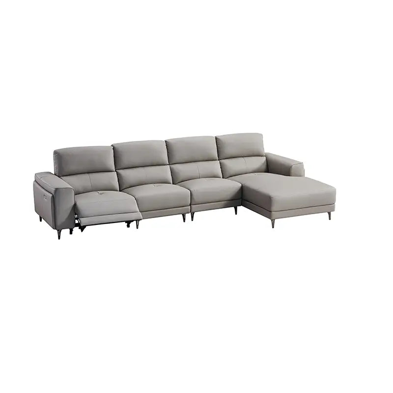 Stylish Modern L-Shaped Recliner Leather Sofa for Living Rooms Marsiling Furniture