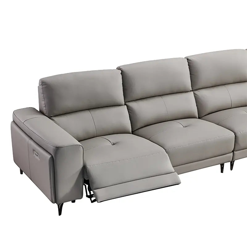 Stylish Modern L-Shaped Recliner Leather Sofa for Living Rooms Marsiling Furniture