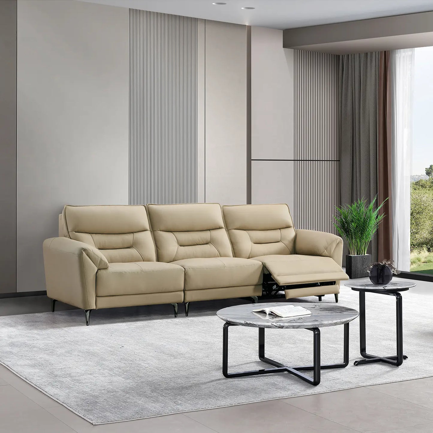 Living Room L Shape Recliner Couch Genuine Leather Modern Motorized Electric Recliner Sofa Marsiling Furniture