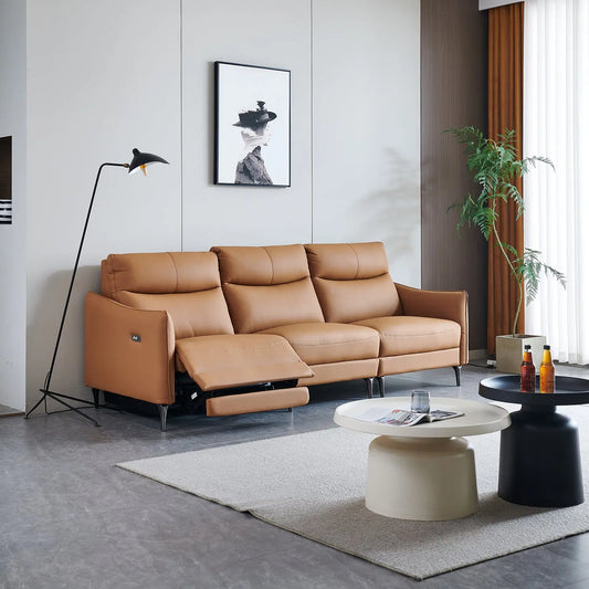 Upholstery Modern Sectional 3-Seater Functional Grain Leather Sofa for Home Living Room Marsiling Furniture