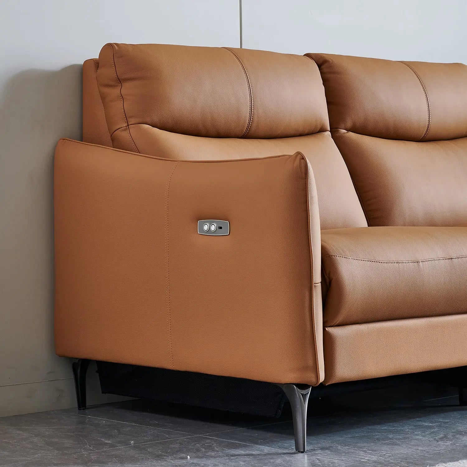 Upholstery Modern Sectional 3-Seater Functional Grain Leather Sofa for Home Living Room Marsiling Furniture