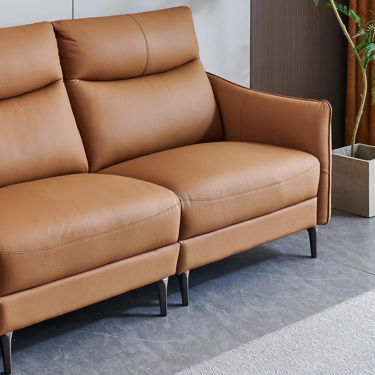 Upholstery Modern Sectional 3-Seater Functional Grain Leather Sofa for Home Living Room Marsiling Furniture