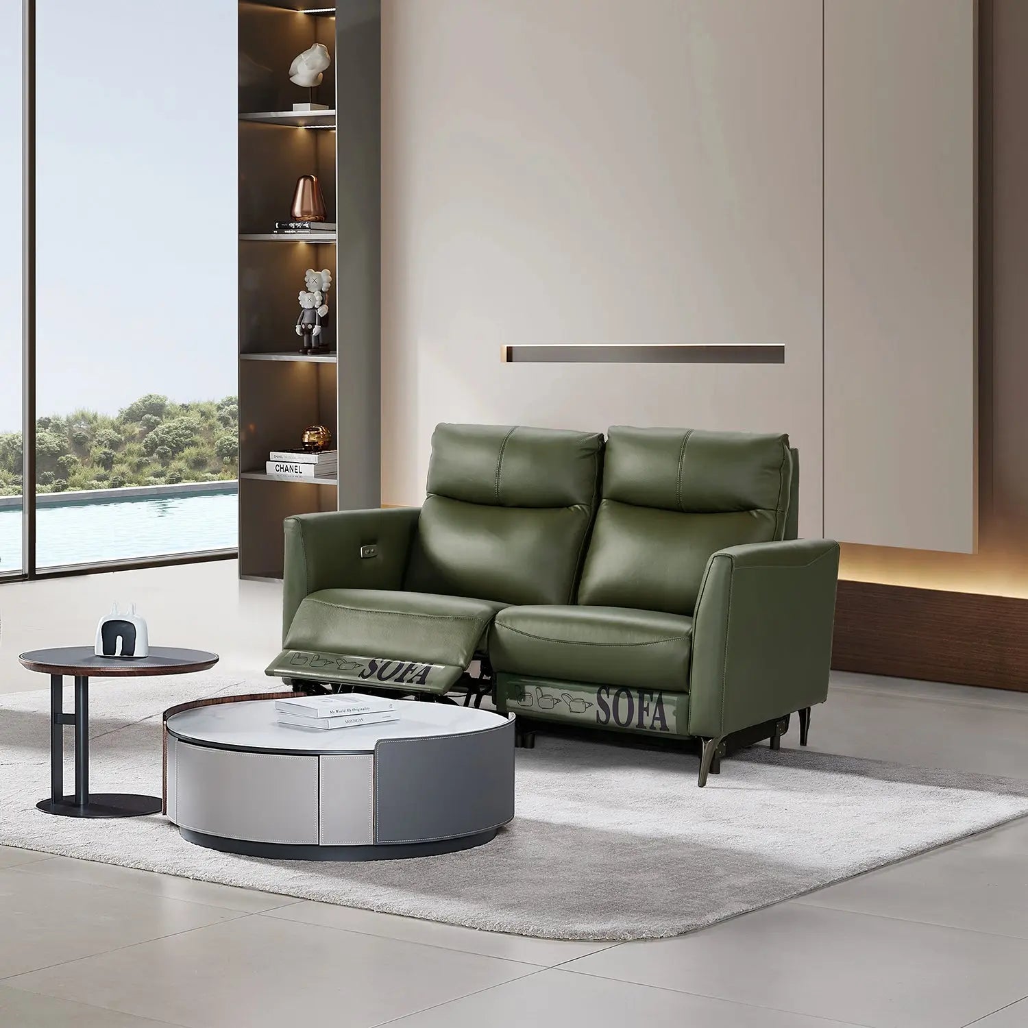 European Style Furniture Living Room Sofa Leather Functional Recliner Couch Marsiling