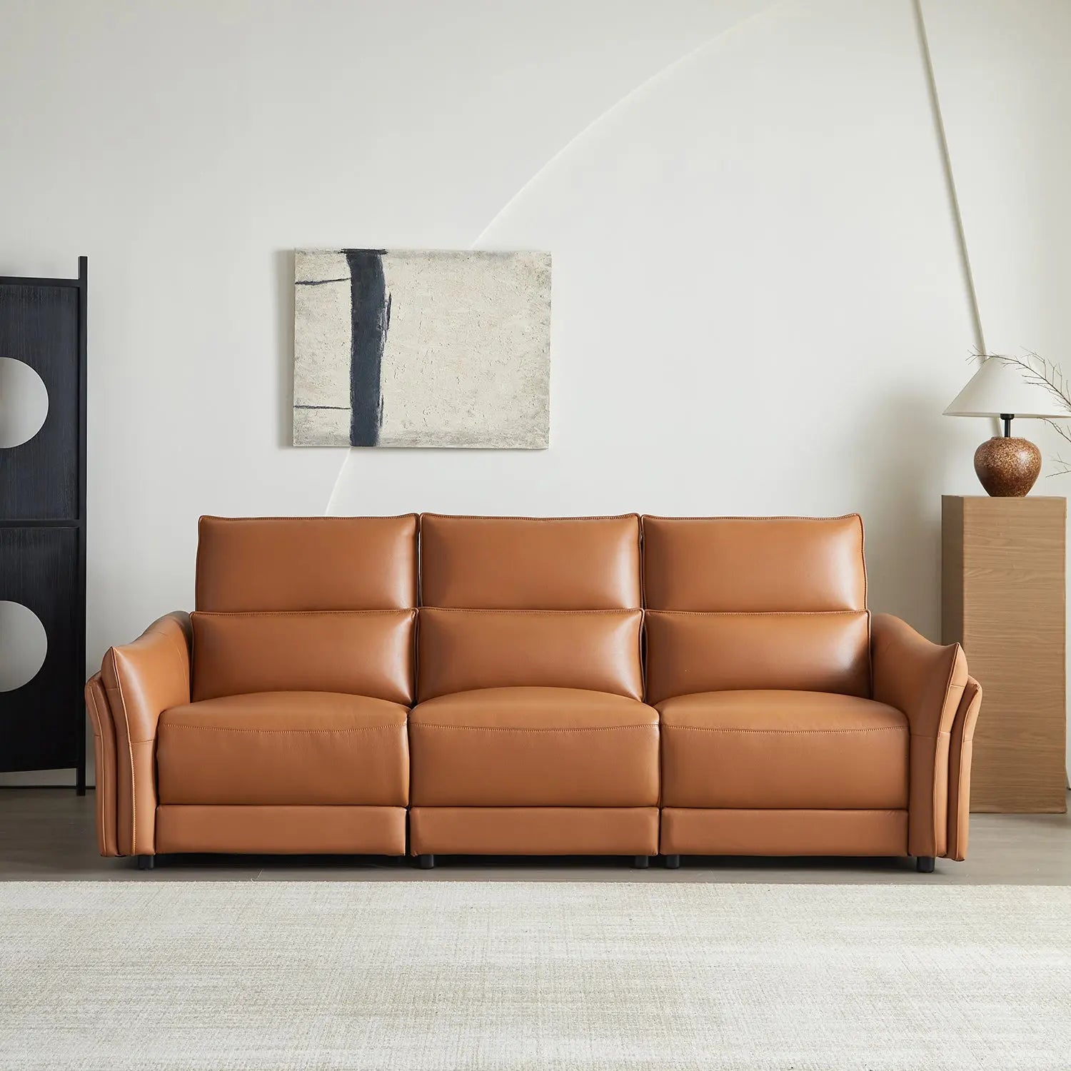 Modern 3-Seater Leather Electric Recliner Sofa for Living Room for Small Apartment Living Room Marsiling Furniture