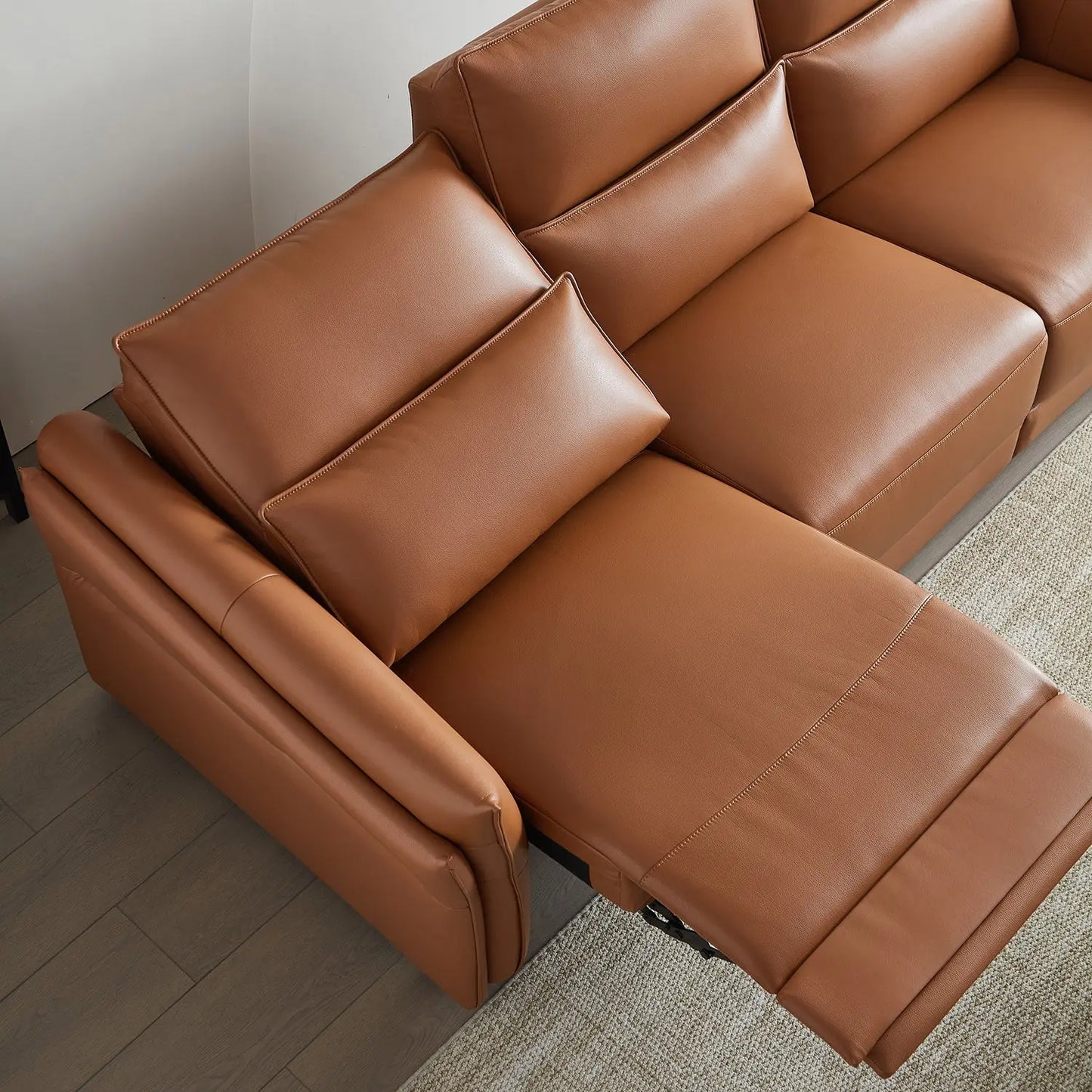 Modern 3-Seater Leather Electric Recliner Sofa for Living Room for Small Apartment Living Room Marsiling Furniture