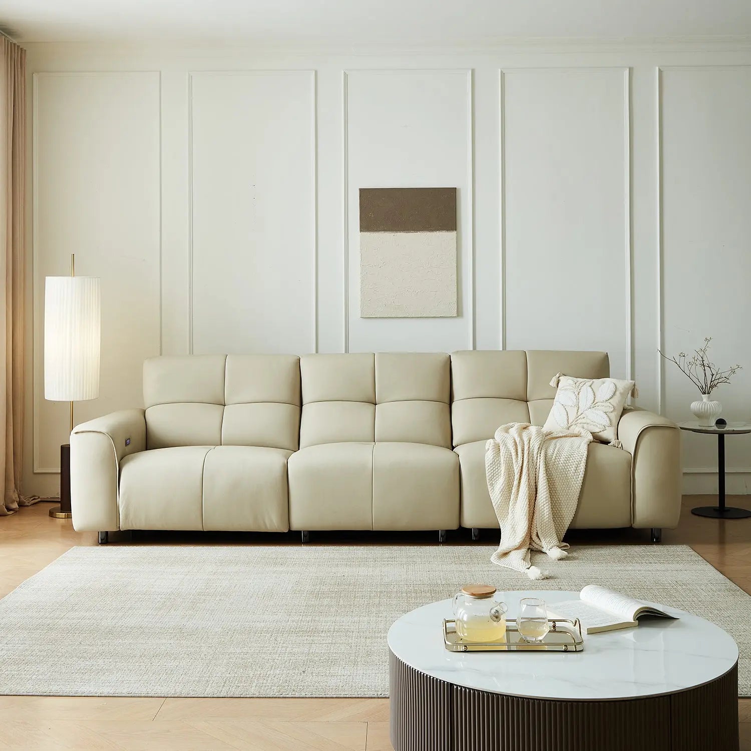 Living Room Ltalian-Style Electric Multi-Function First-Class Capsule Combination Leather Sofa Marsiling
