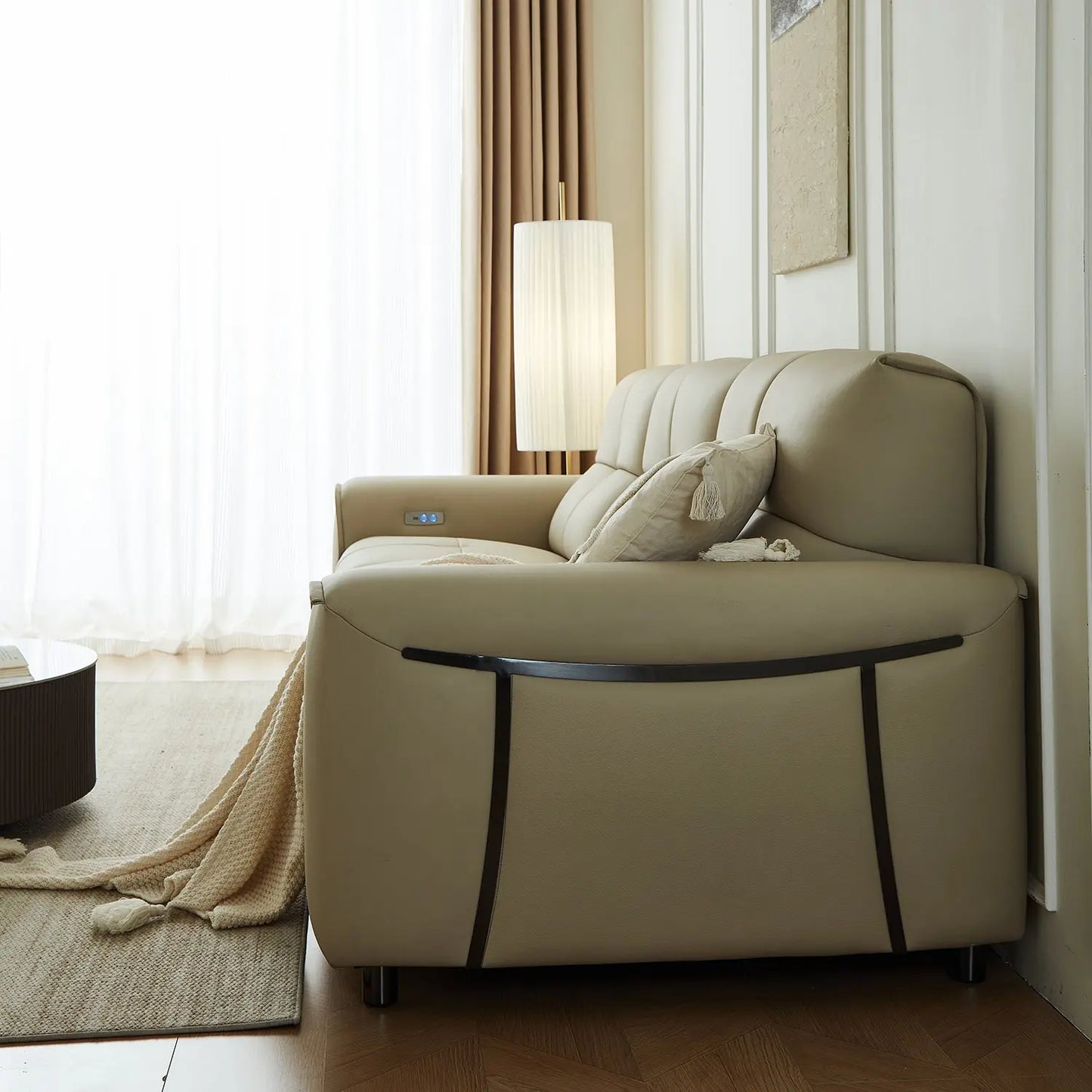 Living Room Ltalian-Style Electric Multi-Function First-Class Capsule Combination Leather Sofa Marsiling