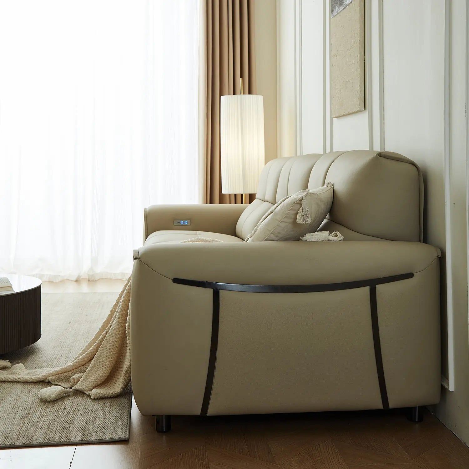 Living Room Ltalian-Style Electric Multi-Function First-Class Capsule Combination Leather Sofa Marsiling
