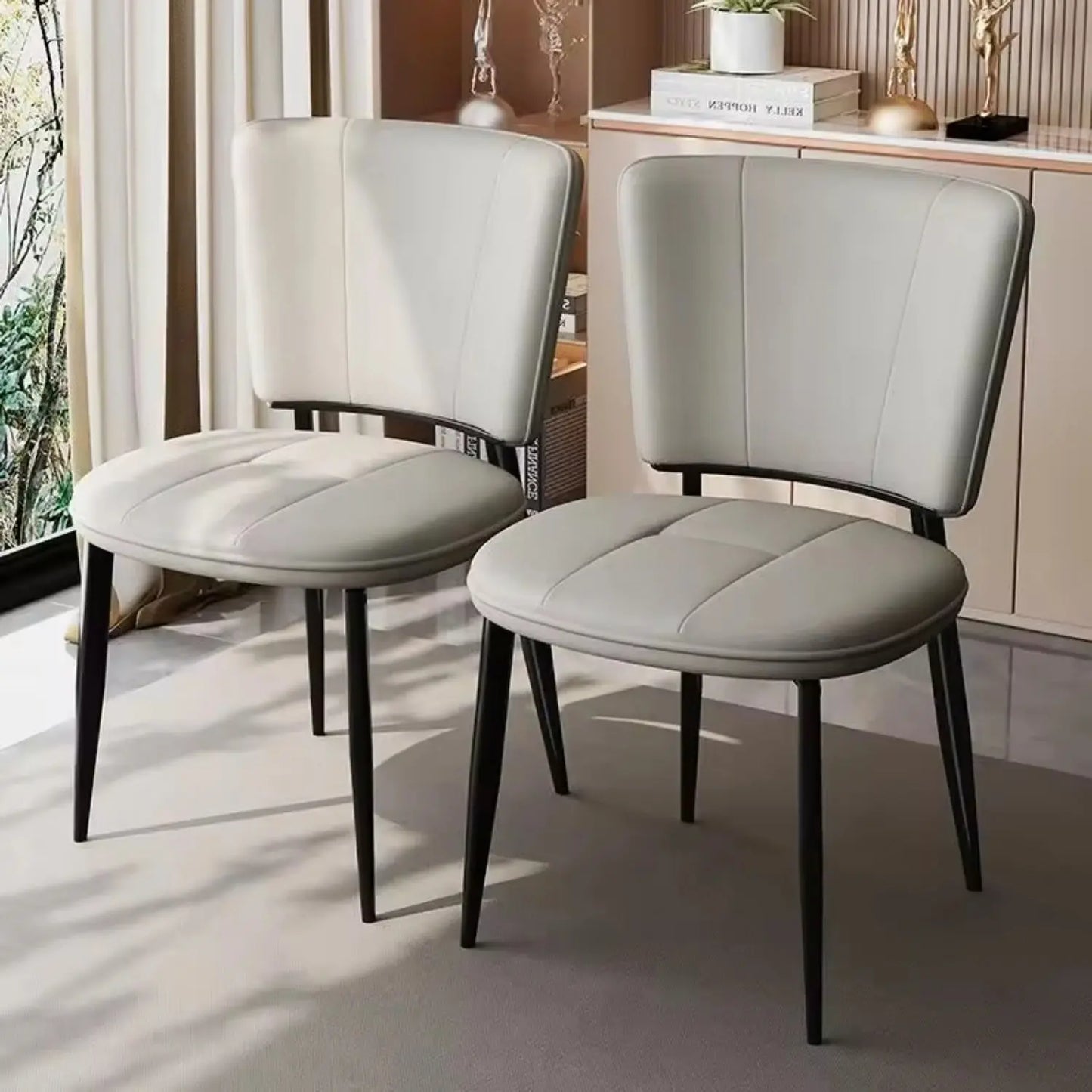 Nordic Design Style PU Leather Metal Dining Chair Commercial Upholstered Chairs Marsiling
