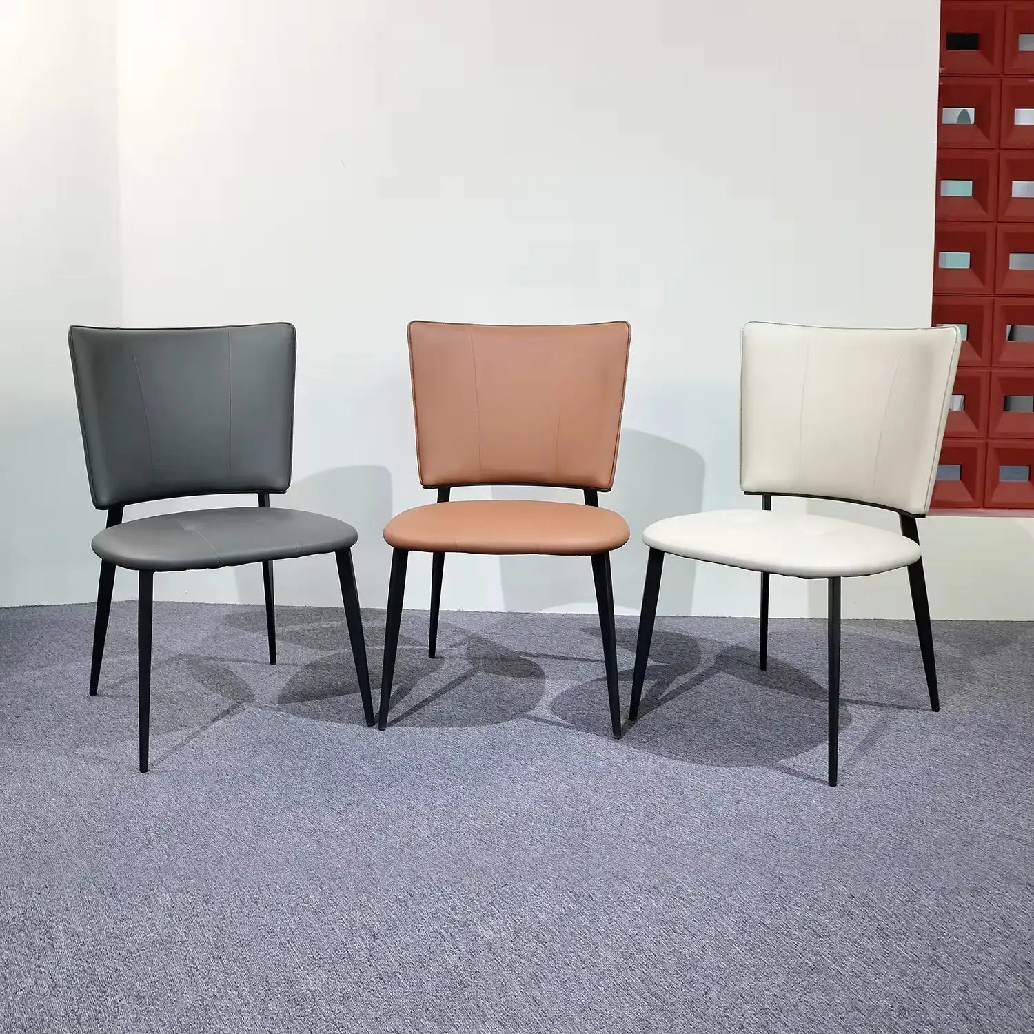 Nordic Design Style PU Leather Metal Dining Chair Commercial Upholstered Chairs Marsiling