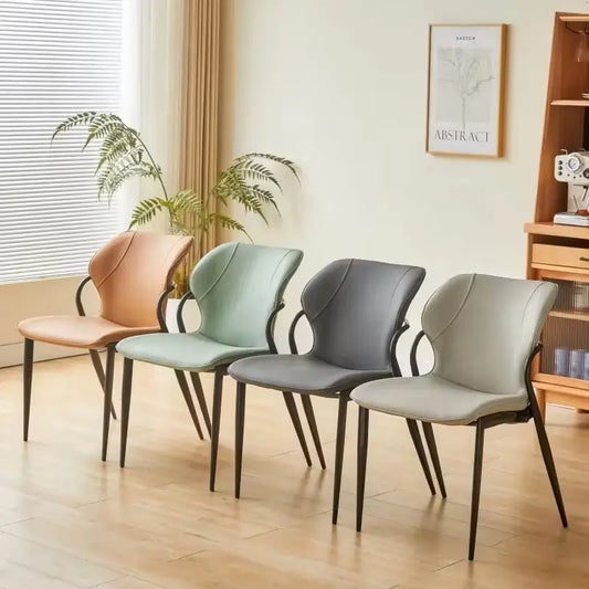 Modern Furniture Leather Metal Legs Kd Frame Stackable Dining Chair Marsiling