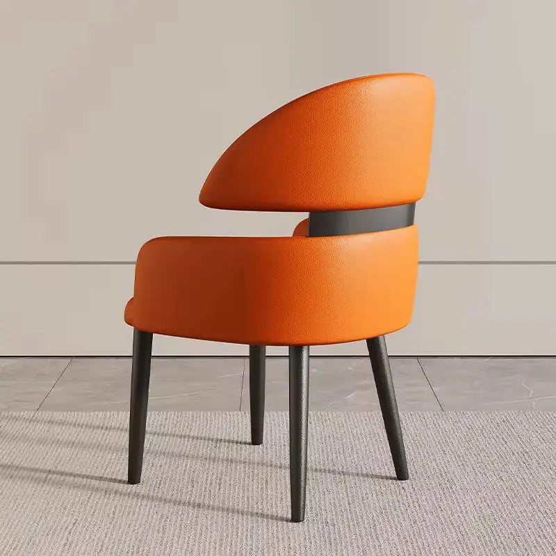 Waterproof Surface Dining Chair Side PU Leather Cushion Wood Legs Chair Marsiling