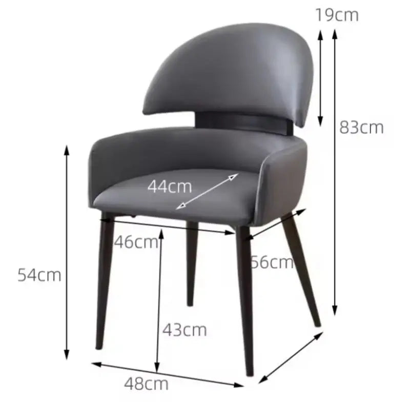 Waterproof Surface Dining Chair Side PU Leather Cushion Wood Legs Chair Marsiling