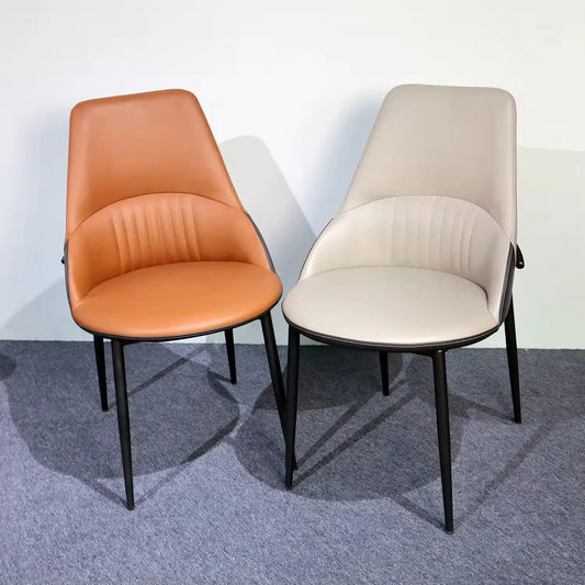 Matte Orange Kitchen Chairs Armless PU Leather Upholstered Dinner Side Chair with Back Marsiling