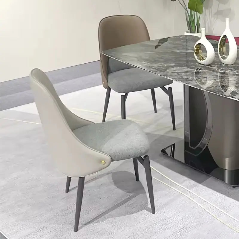 Luxury Modern PU Leather Chairs Home Fabric Soft Seat Package Dining Chair Marsiling