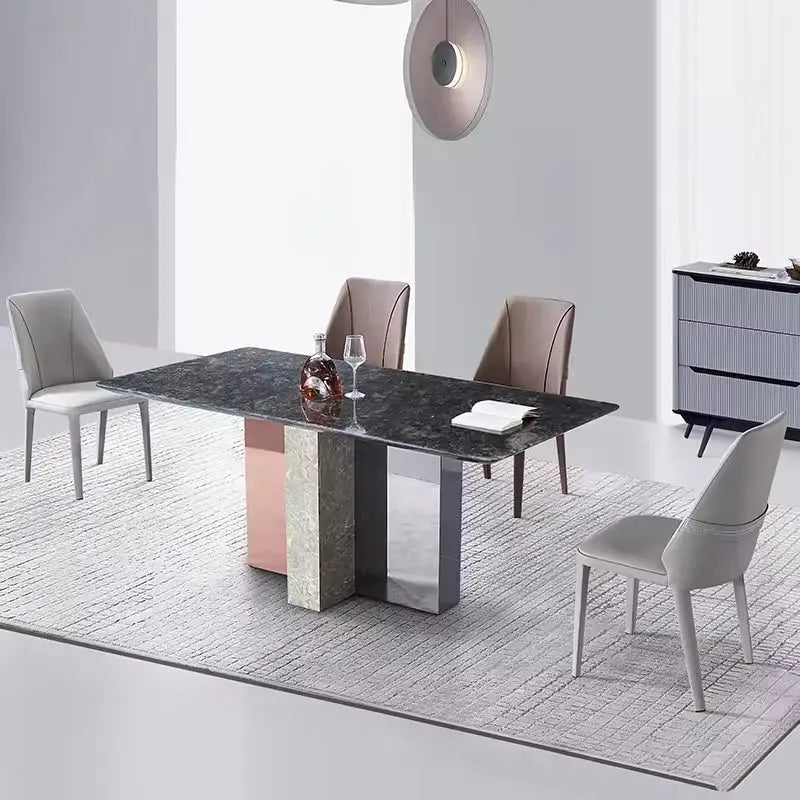 High Quality Creative Dining Room Furniture Restaurant Cafe Chair Pu Leather Stripe Dining Chairs Marsiling