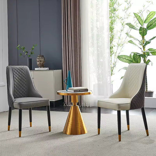 Back Wooden Legs PU Leather Upholstered Modern Armless Dining Room Chair Kitchen Dinner Accent Guest Chairs