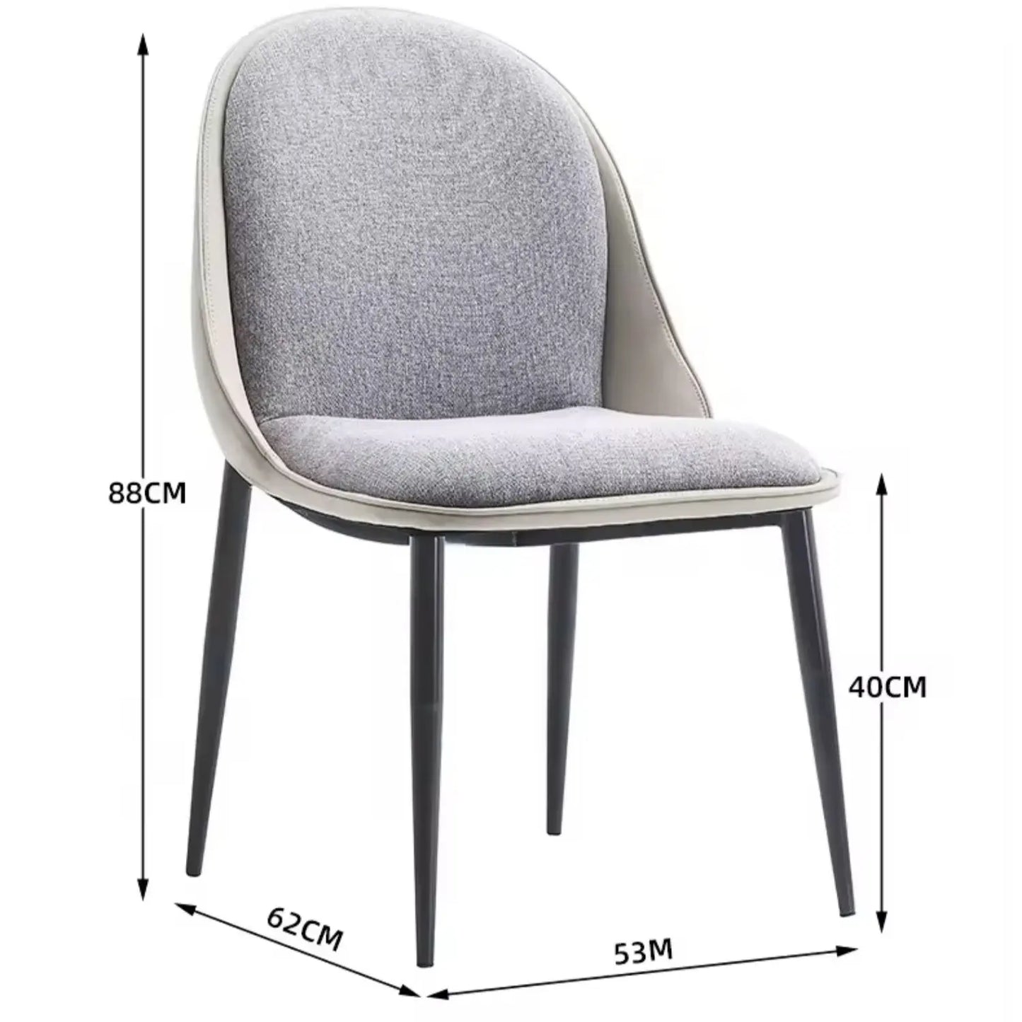 Upholstered Fabric Chairs Steel Legs for Kitchen Dining Bedroom Living Room Marsiling