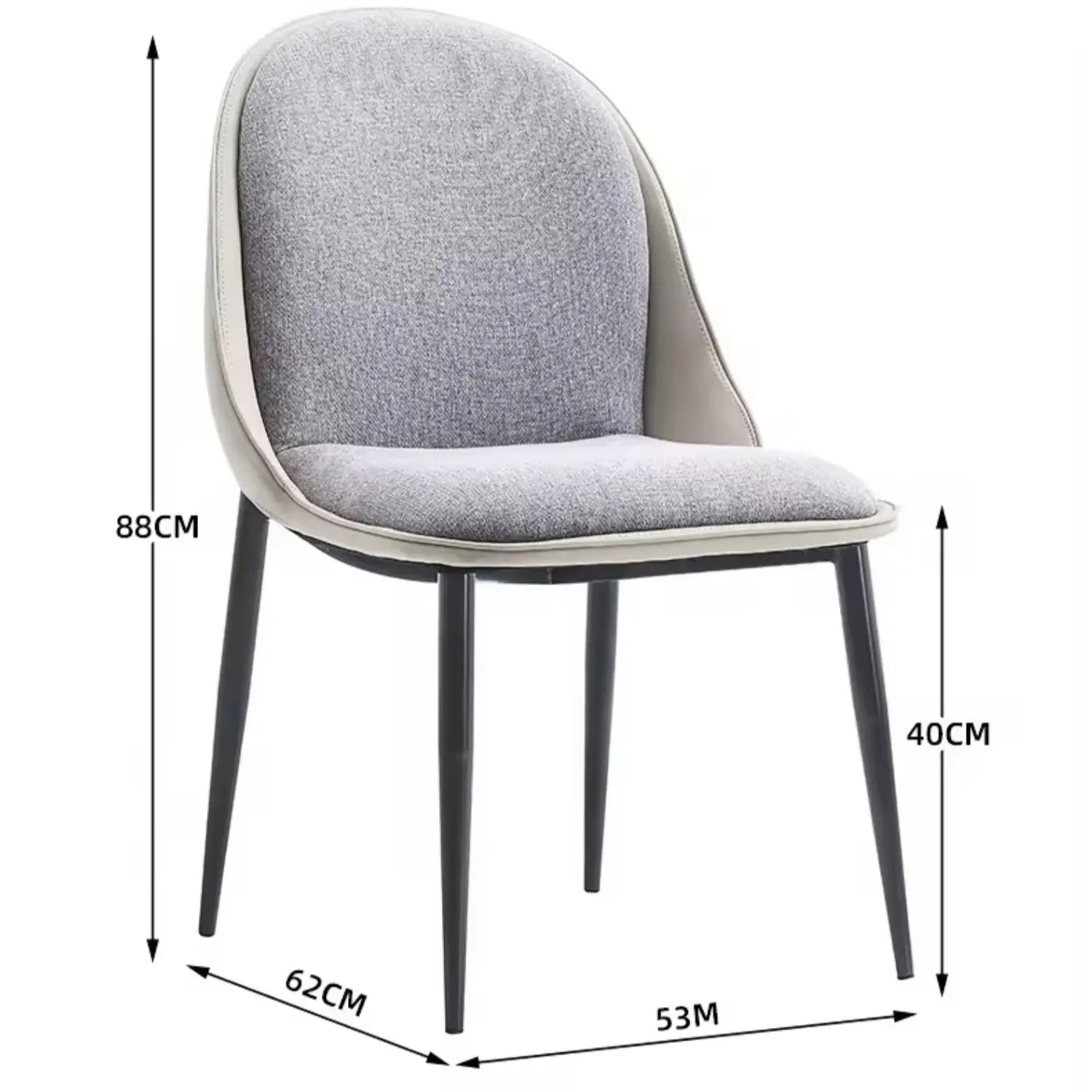 Upholstered Fabric Chairs Steel Legs for Kitchen Dining Bedroom Living Room Marsiling