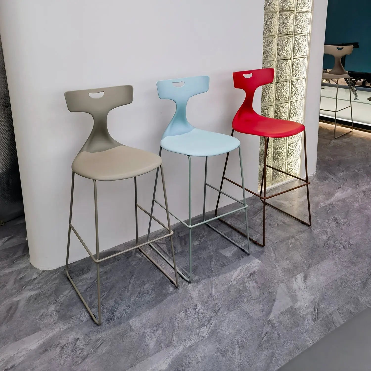 Modern Simple Front Desk Chair Coffee Shop High Stool Metal Foot Bar Marsiling