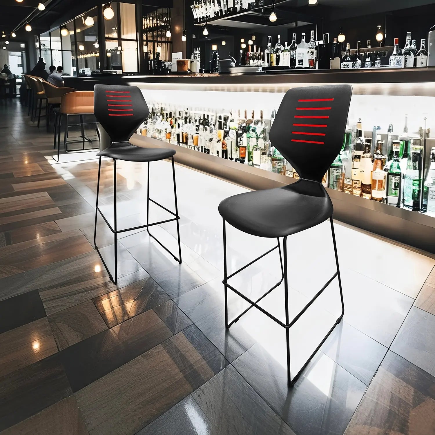 Modern Chair Furniture Elegant High Steel LegsBar Stool Chairs with Backrest Marsiling