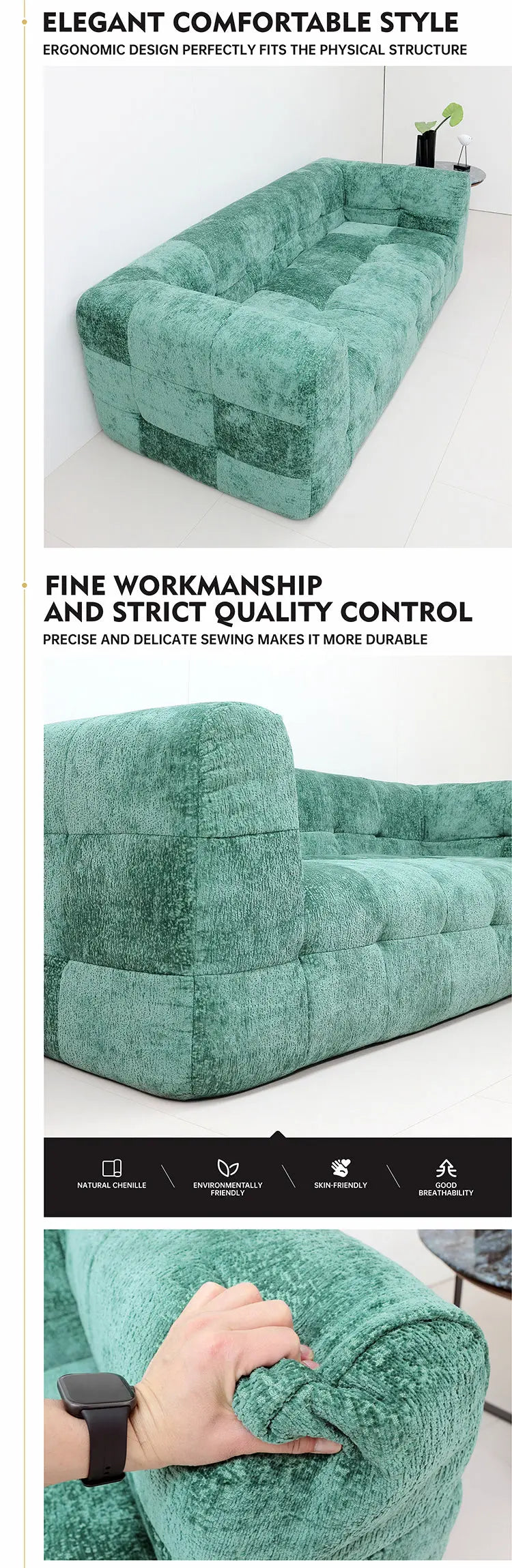 Minimalist Skeletonless Modular Sofa: Vacuum-Rolled Compressed 2M 050# Marsiling