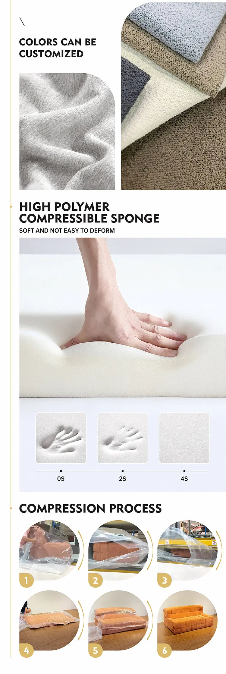 Minimalist Skeletonless Modular Sofa: Vacuum-Rolled Compressed 2M 050# Marsiling