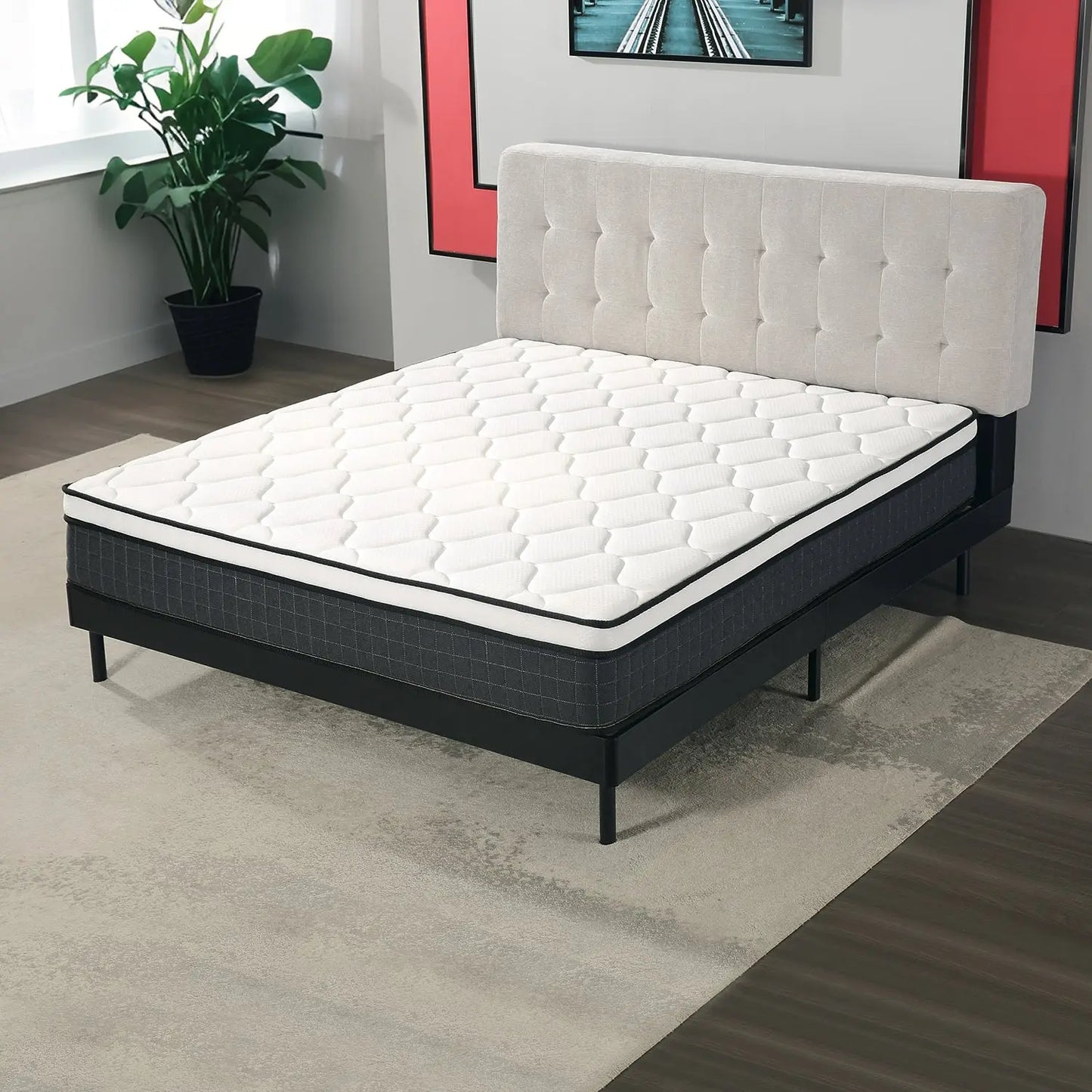 Soft Fabric Headboard Bed Frame Easy Assembly Queen/King Small Package Marsiling