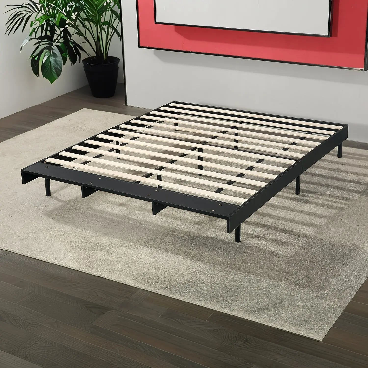 Soft Fabric Headboard Bed Frame Easy Assembly Queen/King Small Package Marsiling